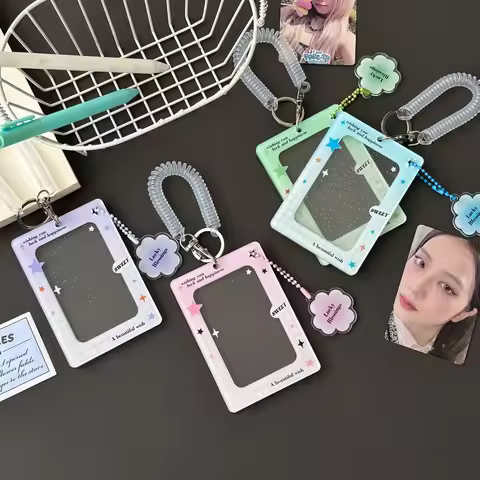 Acrylic Lucky Blessings Kpop Photocard Holder Keychain Photo Card Holder 2.7x4.1 Inch ID Badge Holde