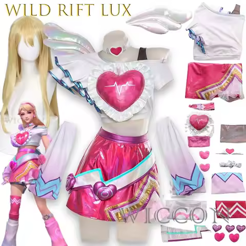 Wild Rift Lux Valentine Day Cosplay Costume Crazy Little Love Sparkle Heart Dress Cosplayer Anime Ga
