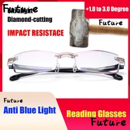 FUTURE Reading Glasses +1.0 to 3.0 Degree Computer Gaming Goggles Diamond-cut Rimless Radiation Prot