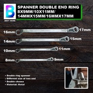 Spanner Double End Ring 8x9mm / 10x11mm / 14mmx15mm / 16mmx17mm