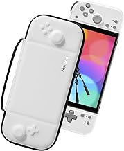 tomtoc Carrying Case for Hori Nintendo Switch Split Pad Compact, Hard Shell Protective Travel Bag with 10 Game Cartridges, Split Pad Fit Controllers case, Shockproof, Lightweight, Portable, White