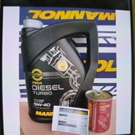 Mannol Diesel Turbo (5Liter) (Ada sticker hologram)& (Engine Flush) 5w-40 Fully Synthetic Engine Oil