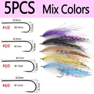 1PC 5PCS Big Fish Streamer Fly Aberdeen Hook Baitfish Streamer Trout Pike Muskie Bass Saltwater Fly 