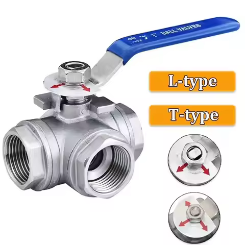 304 stainless steel three-way ball valve with switch buckle L/T type one in and two out inner wire v