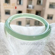 瑪瑙手鐲 高冰半山水玉髓手鐲 漸變青玉鐲子 油青色翡翠色手鐲 女