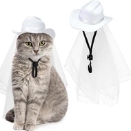 Sg Mini Pet White Cowboy Hat Small Cat Dog Party Holiday Wedding Veil Decoration Hat