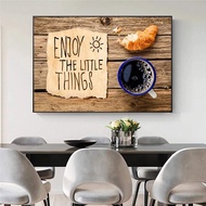 Canvas Kitchen Painting Contemporary Enjoy The Little Thing Life Quotes Breakfast Bread Coffee Poste