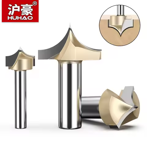 HUHAO Carbide CNC Router Bits 1/2 1/4 Shank Point Cutting Round Over Bit for Wood Carving Engraving 