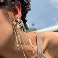 Evil Eye earrings with baroque pearls