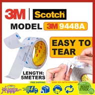 3M 9448A Double Sided Tape Thin Tearable Tissue Non Woven Strong Easy Removal Scotch 3Meter