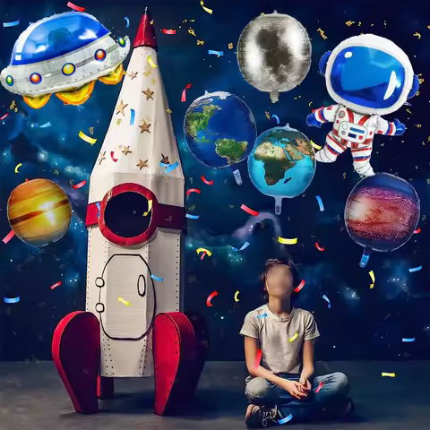Space Birthday Balloons Solar System Outer Space Birthday 22in Planets Stand Astronaut Rocket Earth 
