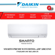 DAIKIN (R32) (1.0hp)(5 STAR )SMARTO Inverter AIR COND (READY STOCK+FAST SHIPPING)FTKH28B
