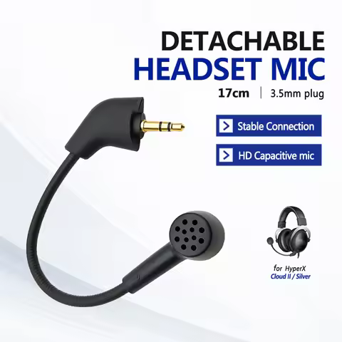 3.5MM Detachable Noise-reducing Gaming Headphone Mic for Hyper X Cloud 2 HyperX Cloud Sliver Replace