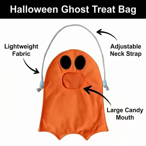 Halloween Ghost Bag Pattern DIY Kids' Trick-or-Treat Candy Storage Bag