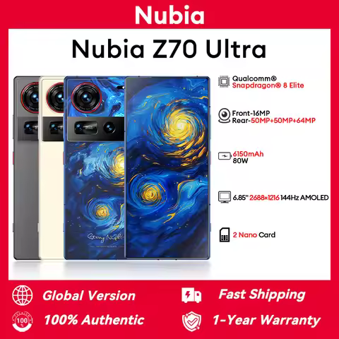 Global Version Nubia Z70 Ultra NX733J Snapdragon 8 Elite 1.5K HD Display 35mm Lens IP69 NFC