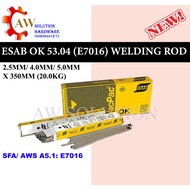 ESAB OK 53.04 (E7016) WELDING ROD 2.5MM/ 4.0MM/ 5.0MM X 350MM (20.0KG)