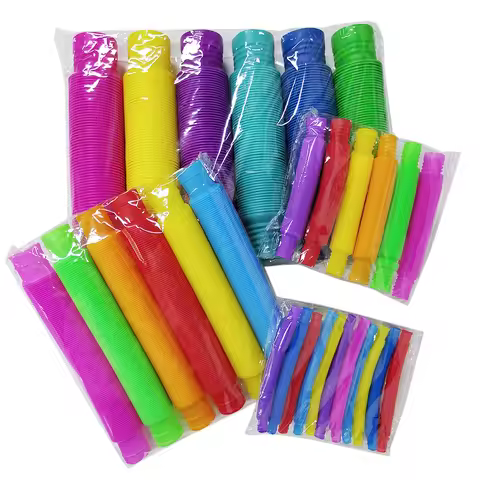 6/24Pcs Flexible Tube Toys Plastic Color Telescopic Tube Pop Stretch Tube Sensory Tubes for Children