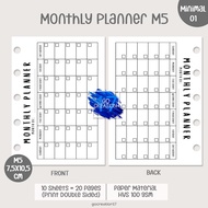 Planner Book Refill Binder Monthly Plan Simple Minimalist M5