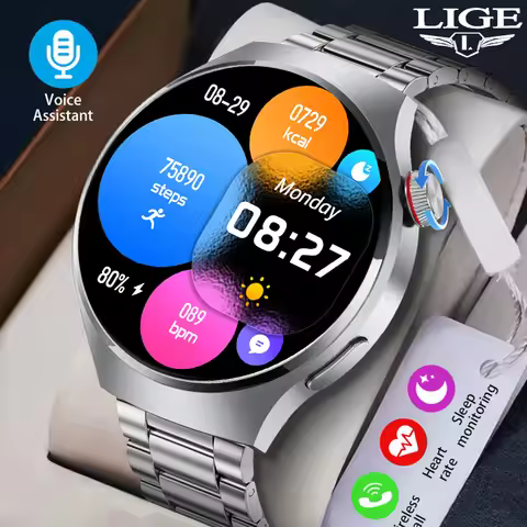 For HUAWEI Smart Watch Men 360*360 AMOLED Screen Heart rate Voice Assistant Bluetooth Call IP67 Wate