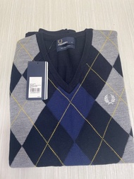 Fred Perry 提花 V 領毛衣