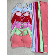 DFYNE Same Style Halter Bra Yoga Wear Cross Bra Shorts Set Seamless Yoga Fitness Set