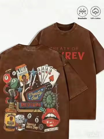 Winter Clothes Women Graphic Tees Men 1 PCS Entertainment Treaty Oak Revival Graphic Tee: Featuring
