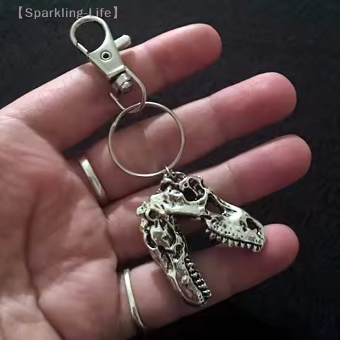Dinosaur Skull Keychain Tyrannosaurus Rex Cyberpunk Goth Animal Teeth Skeleton Cranium Gothic Jewelr