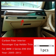 Carbon Fiber Copilot Water Cup Holder Panel Strip Trim Car Interior Sticker For BMW 3 Series E90 E92 E93 Car Stying Acce