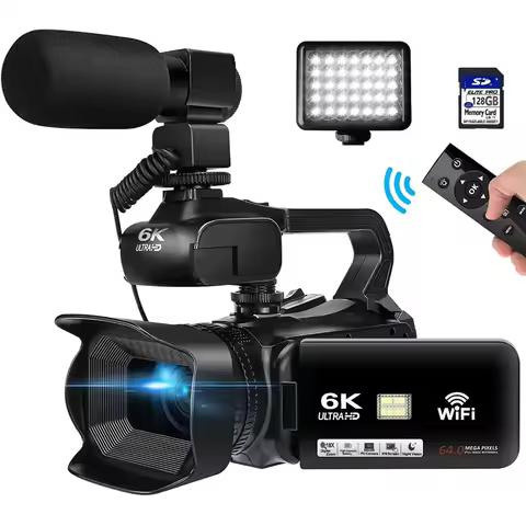 4K Camcorder Youtube Digital Video Camera for Live Stream WiFi Webcam 18X 64MP Digital Camera Vlog R