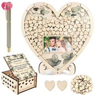 Wooden Wedding Guest Book Heart Shaped Guest Book Wedding Reception Personalized Nuptial Attendee Bo