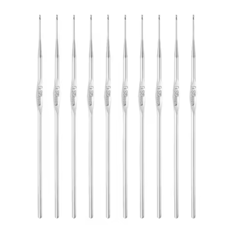 10pcs Stainless Steel Crochet Hook 0.5mm-3mm Knitting Needles Straight Crochet Hook for DIY Weave Se