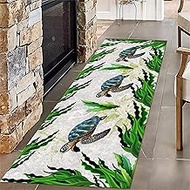 Turtle Runner Rug, 2x7ft, Aquatic Plant Marine Theme Runner for Entryway, Washable Absorbent Printed