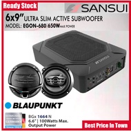 Sansui Car Underseat Active Subwoofer 6x9'' with Built In Amplifier 650 Watts + 6.6" Car Speaker BGX-1664N 100w