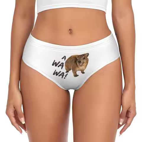 Custom Awawa Angry Screaming Rock Hyrax Meme Panties Briefs Women's Comfort Briefs Underwear Breatha