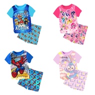 [SG SELLER] Kids cuddle me cotton tshirt set pyjamas sleepwear boys girls children paw patrol spiderman stella lou