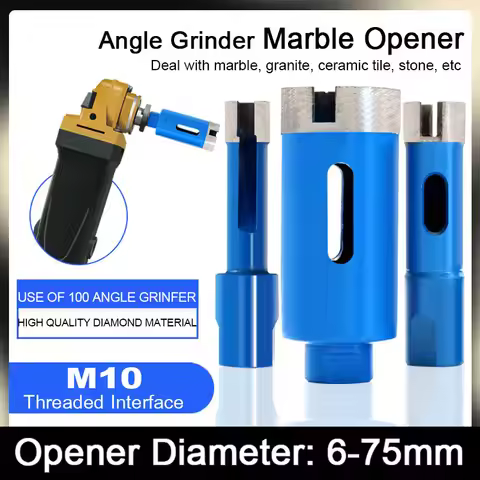 6-75mm Hole Opener Diamond M10 Angle Grinder Drill Bits Hole Saw Drilling Cutter Bits for Glass Marb