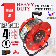 [SIRIM] [4 GANG EXTENSION REEL WITH TRS BLACK CABLE] HEAVY DUTY Extension Wire Extension Reel (WITH 
