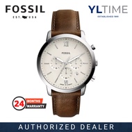 Fossil Gent FS5380 Neutra Chronograph Cream Dial Brown Leather Band Quartz Watch