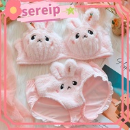 SEREIP Plush Women's Lingerie - Cartoon Wire-Free Bra & Brief Set
