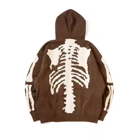 24AW KAPITAL Hirata and Hongri Hoodies Casual Two-color Bone Embroidered Wool Hooded Knitted Sweatsh