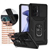 For Xiaomi Poco C40 Poco X4 Pro Poco M4 Pro Poco X3 NFC Poco M2 Pro Poco X4 Mi 11T Mi 11T Pro Mi 11 Lite Mi 12 Mi 12 Pro Phone Case Armor Magnetic Ring kickstand Cover