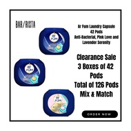 Set of 3 Boxes Ar Fum Laundry Detergent PinkLove, Anti-Bacterial and Lavender Serenity Capsule 126 P