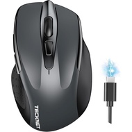 TECKNET Wireless Mouse, BT 5.0/2.4G, Rechargeable 6-DPI Silent, Grey