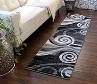 Masada Rugs, Stephanie Collection Area Rug Modern Contemporary Design 1103 Grey White Black (2 Feet 