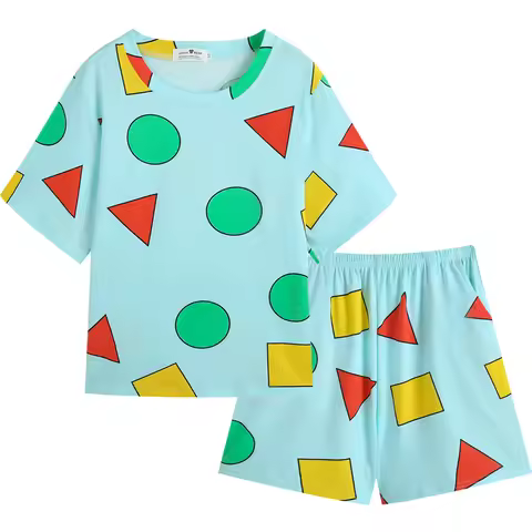 Pijama Sin Chan Women's Pajamas for Woman Summer Sleepwear Suits with Shorts Pajama Set Home Woman C