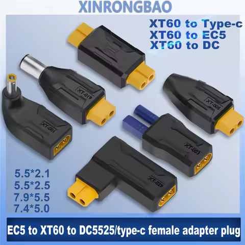 XT60 Male Female to EC5 Female Plug Type-c DC Male Female No Wire Connector Plug Adapter 55*25 5521 