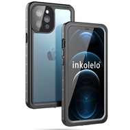 ซองกันน้ำ Inkolelo สำหรับ iPhone 12 Pro Max ฝาครอบป้องกันเต็มรูปแบบกันกระแทกสำหรับ iPhone 12 Pro Max (สีดำ + ใส)