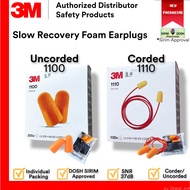 3M Earplug 1100 1110 Soft Foam Earplugs SNR 35dB DOSH SIRIM Approved Uncorded or Corded Disposable [