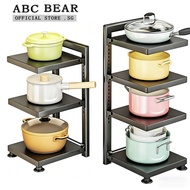 【SG】Adjustable Pot Rack Pot Organiser Under Sink Kitchen Sink Organiser Kitchen Rack Steel Kitchen P