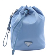 【二手】Prada PRADA 尼龍手拿包 VELA 1NS369 淺藍色尼龍 Saffiano 皮革手拿包 女士 全新未使用